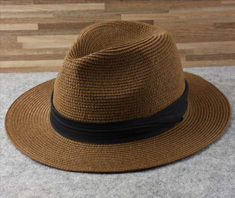 Unisex Wide Brim Straw Hat Luxury Sun Protection Beach Fedora