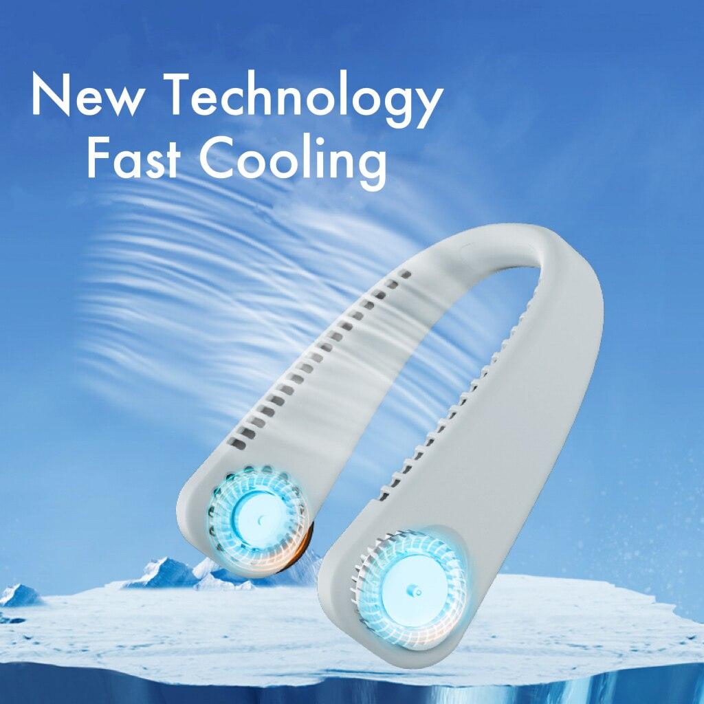 Bladeless Hanging Neck Fan, Wearable USB Rechargeable Cooler