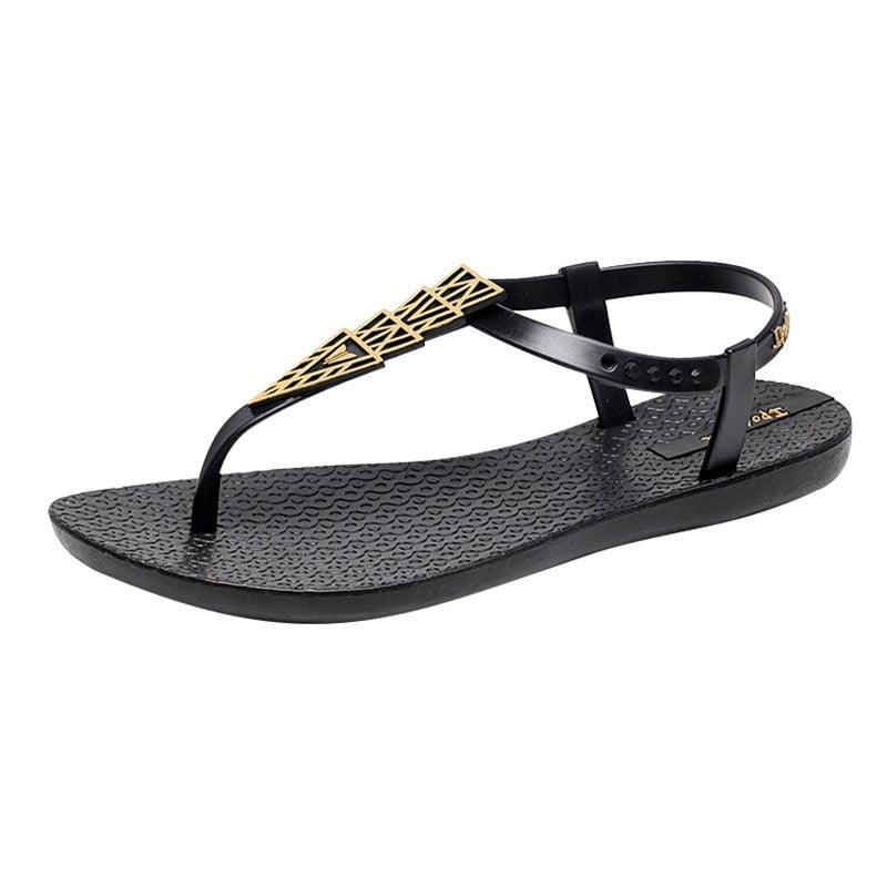 Geometric Pattern Flat Beach Sandals for Women