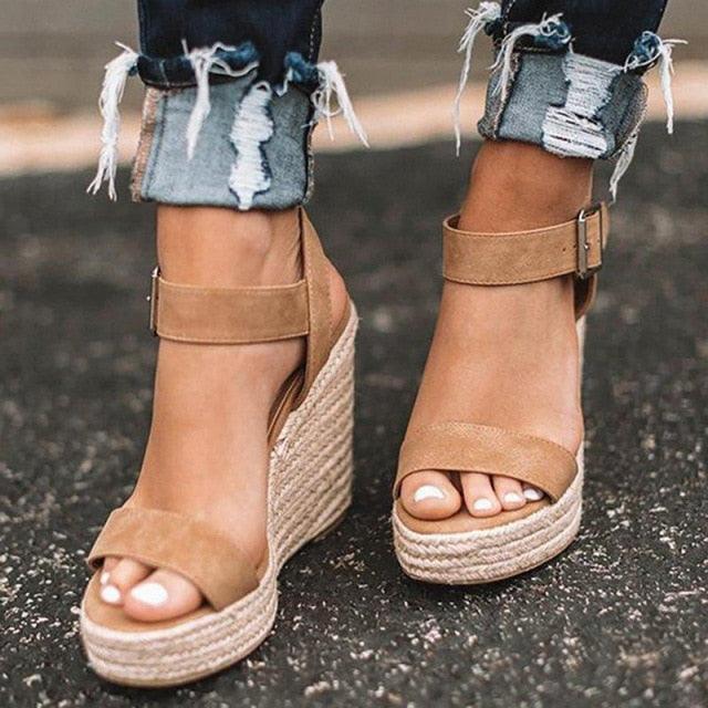Women’s Platform Espadrille Sandals Open Toe Casual Beach Shoes