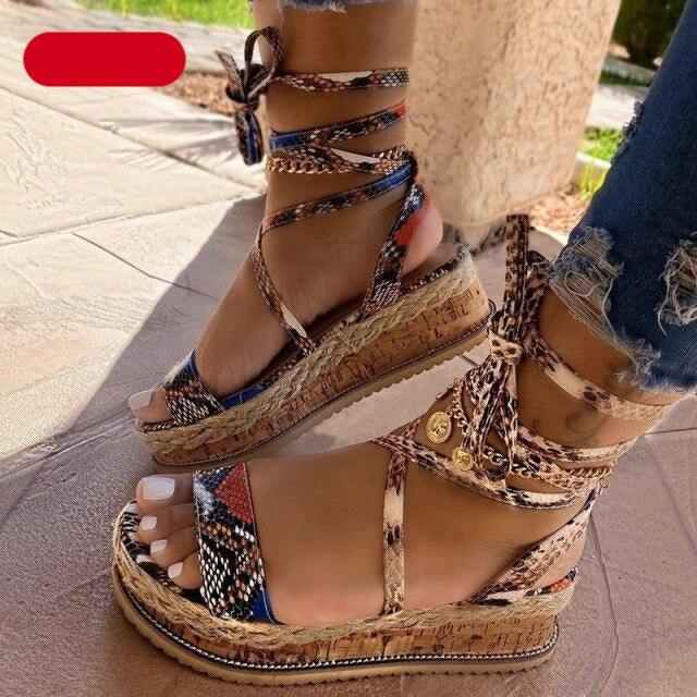 Women’s Platform Espadrille Sandals Open Toe Casual Beach Shoes