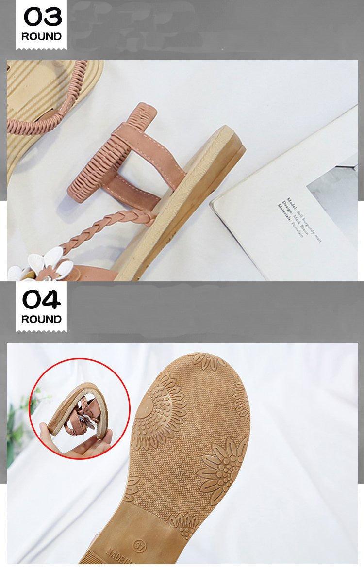 Women's Elastic Ankle Strap Flat Sandals Comfortable Beach Shoes