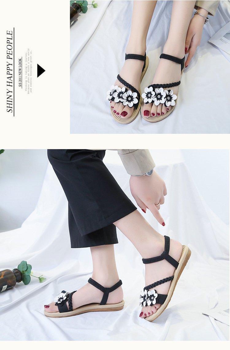 Women's Elastic Ankle Strap Flat Sandals Comfortable Beach Shoes