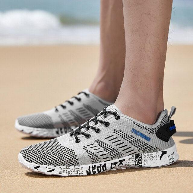 Mens Air Mesh Lightweight Sneakers - Breathable Black Sport Shoes
