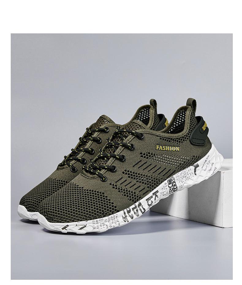 Mens Air Mesh Lightweight Sneakers - Breathable Black Sport Shoes