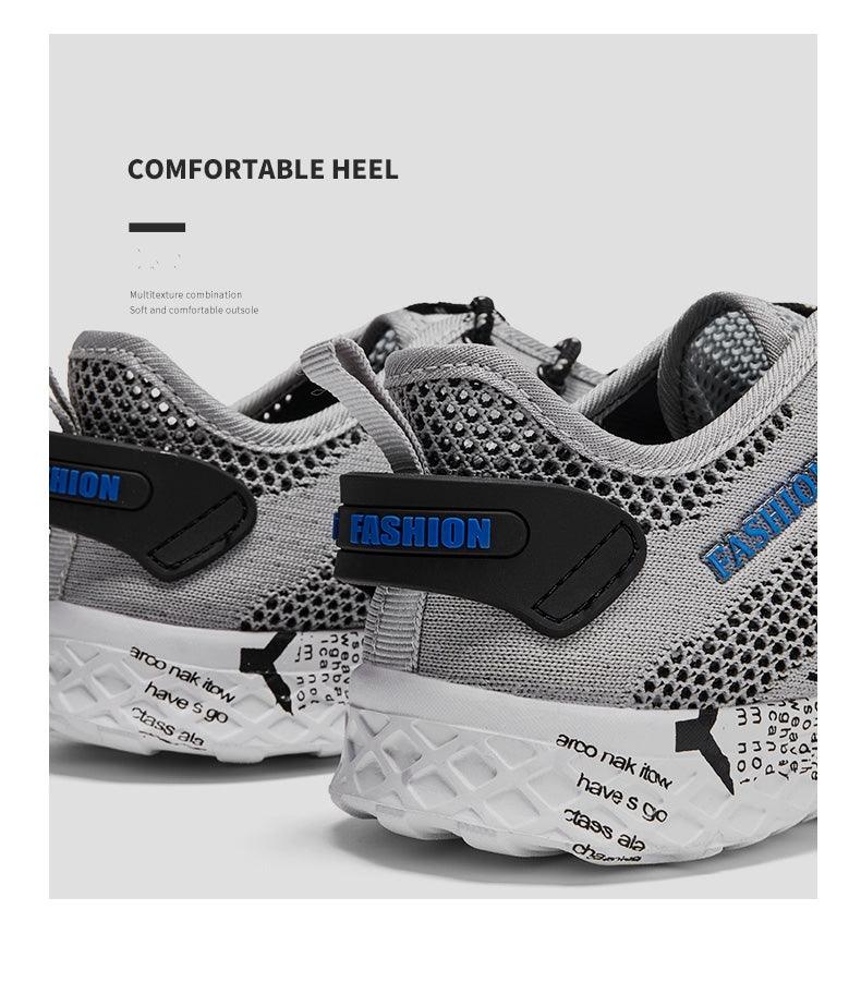 Mens Air Mesh Lightweight Sneakers - Breathable Black Sport Shoes