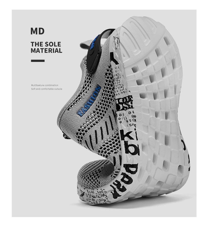 Mens Air Mesh Lightweight Sneakers - Breathable Black Sport Shoes