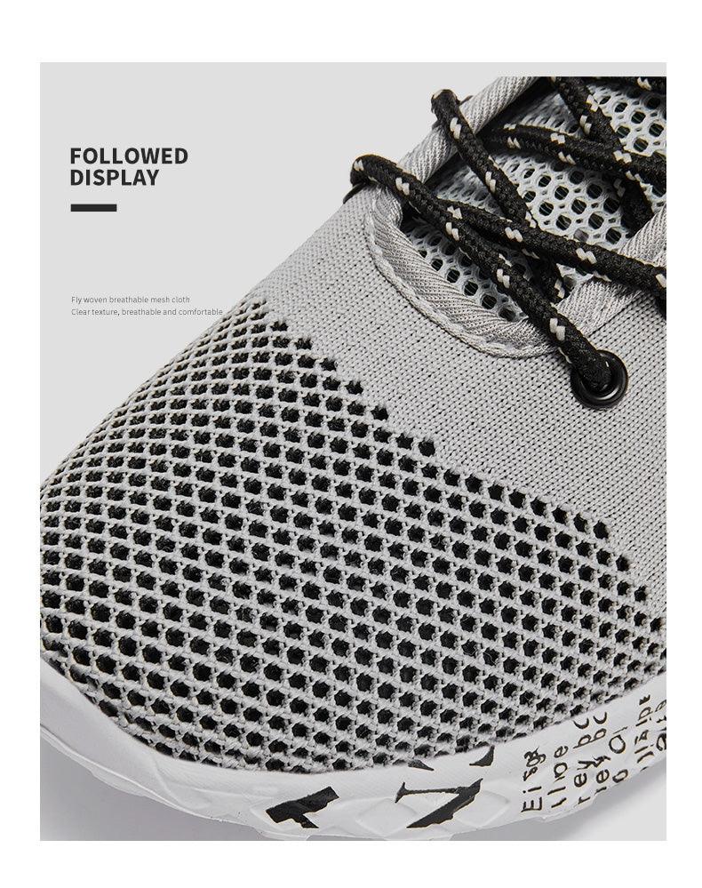 Mens Air Mesh Lightweight Sneakers - Breathable Black Sport Shoes