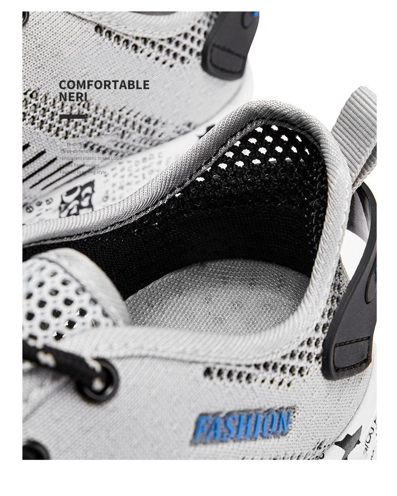 Mens Air Mesh Lightweight Sneakers - Breathable Black Sport Shoes