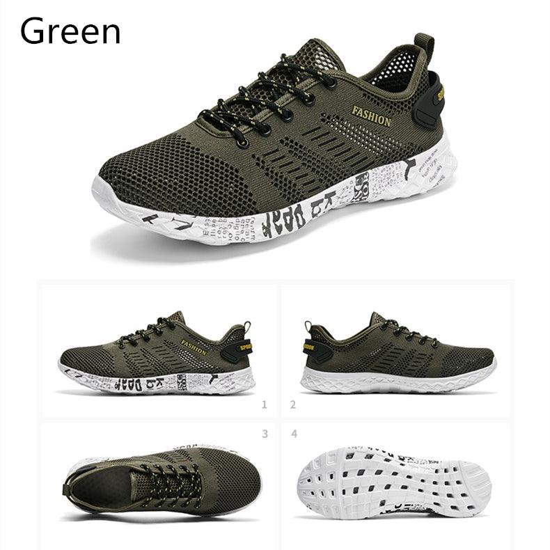 Mens Air Mesh Lightweight Sneakers - Breathable Black Sport Shoes