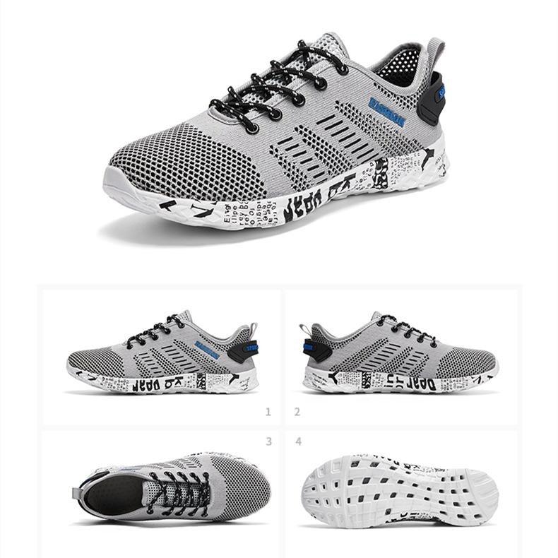 Mens Air Mesh Lightweight Sneakers - Breathable Black Sport Shoes