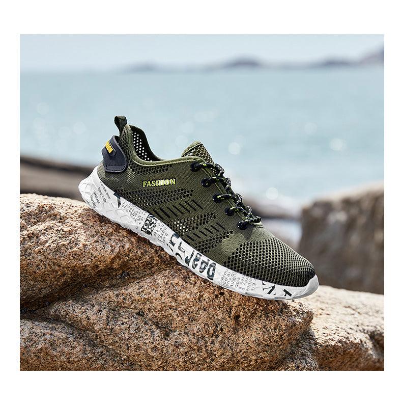 Mens Air Mesh Lightweight Sneakers - Breathable Black Sport Shoes