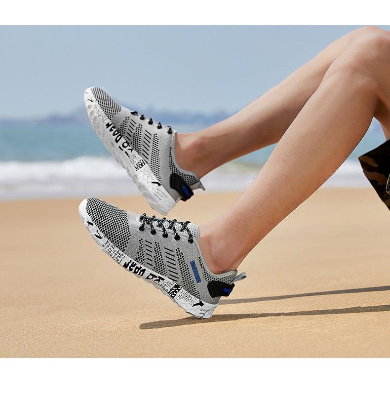 Mens Air Mesh Lightweight Sneakers - Breathable Black Sport Shoes