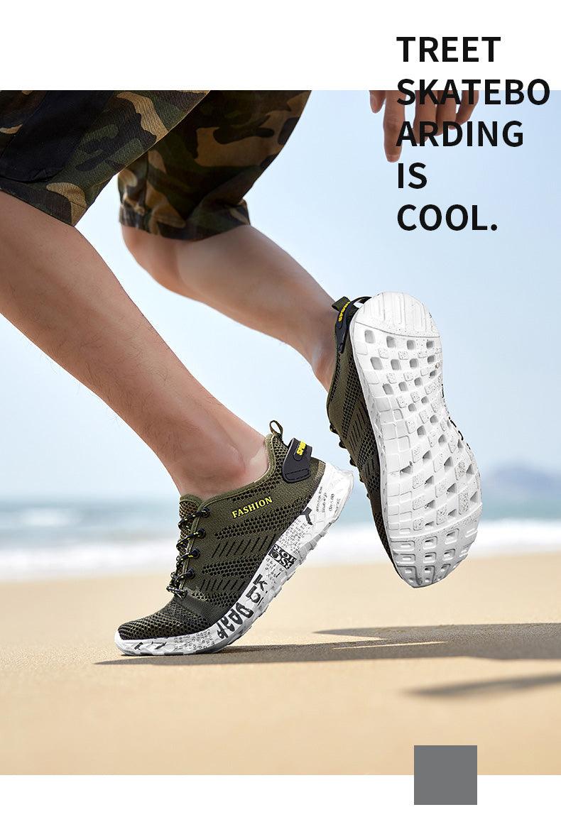 Mens Air Mesh Lightweight Sneakers - Breathable Black Sport Shoes