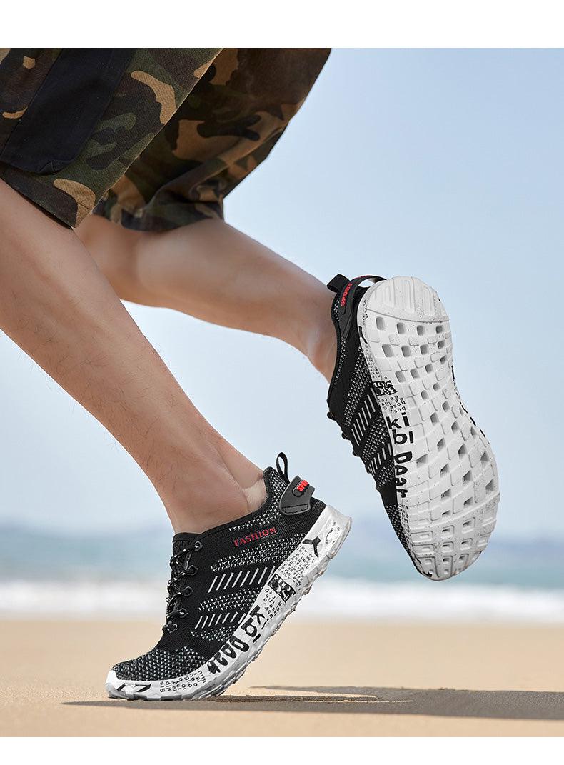 Mens Air Mesh Lightweight Sneakers - Breathable Black Sport Shoes