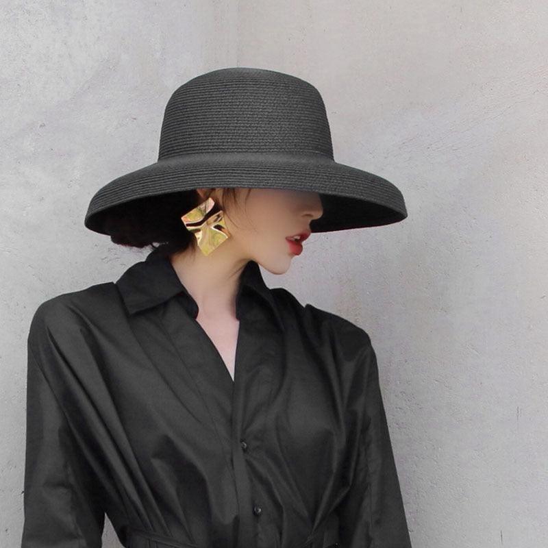 Vintage Wide Brim Sun Hat for Women - Breathable Beach Holiday Cap