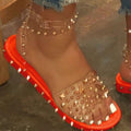 Women's Transparent Buckle Strap Flat Sandals Open Toe Shoes
