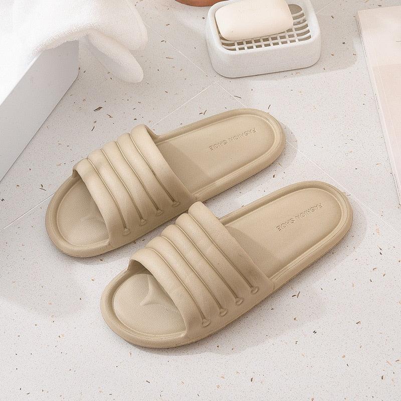 Women's lightweight EVA indoor slippers with non-slip sole in solid beige