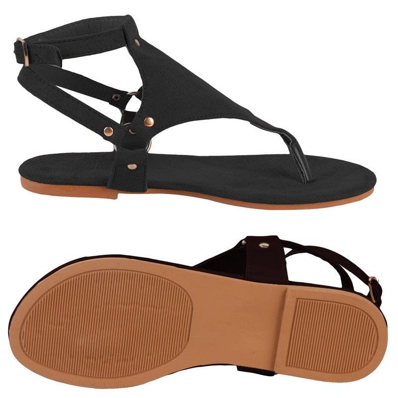 Gold Minimalist Beach Sandals with Adjustable Buckle Strap