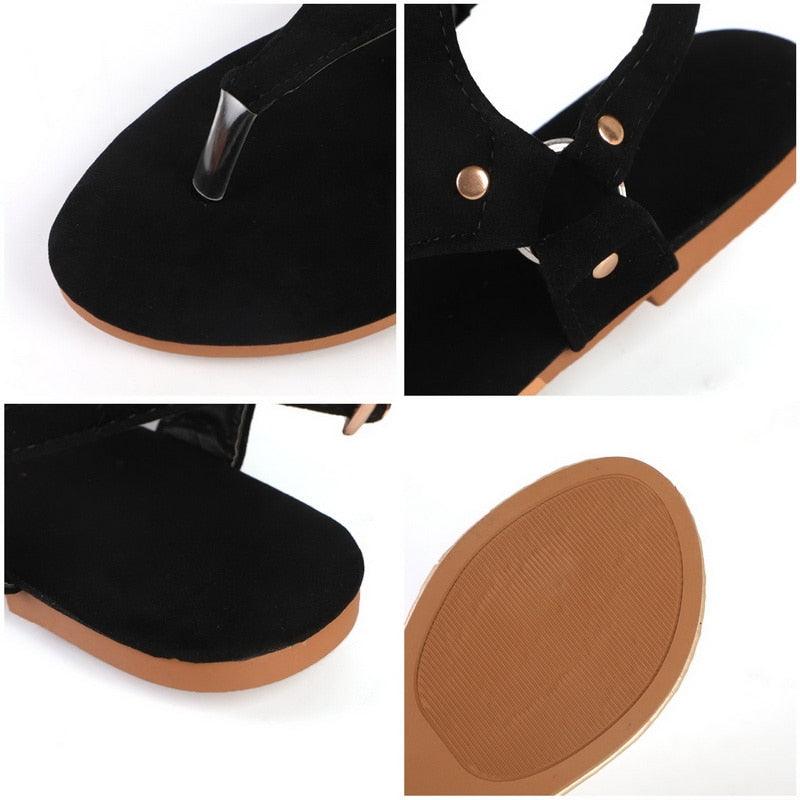 Gold Minimalist Beach Sandals with Adjustable Buckle Strap