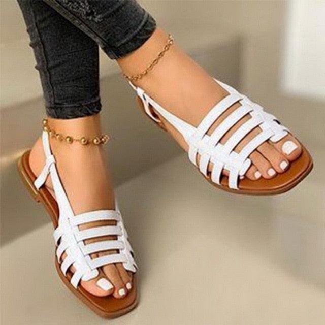 Gold Minimalist Beach Sandals with Adjustable Buckle Strap