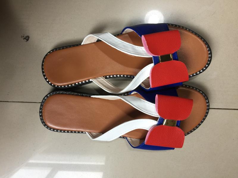 Women's Butterfly-Knot Leather Slides Casual Slip-On Sandals