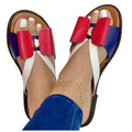Women's Butterfly-Knot Leather Slides Casual Slip-On Sandals