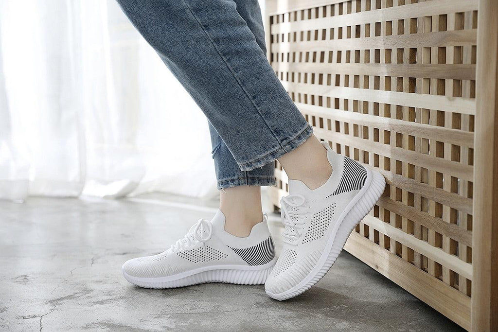 Women's Slip-On Mesh Walking Sneakers - Lightweight Casual Flat