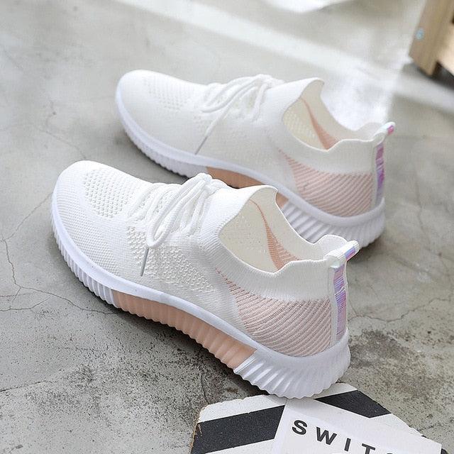 Women's Slip-On Mesh Walking Sneakers - Lightweight Casual Flat