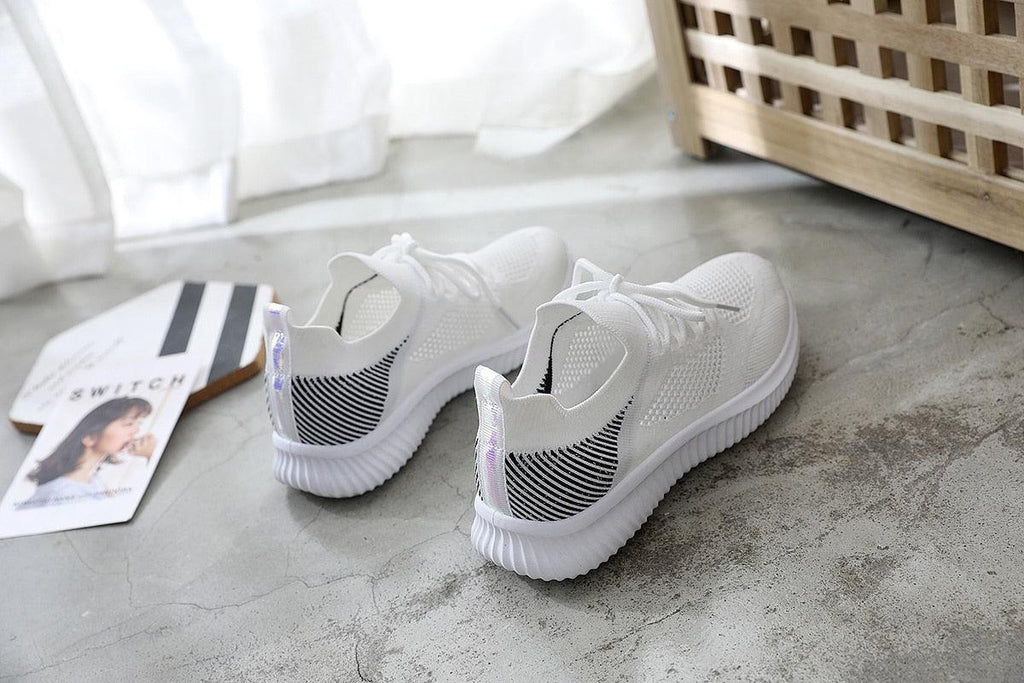 Women's Slip-On Mesh Walking Sneakers - Lightweight Casual Flat