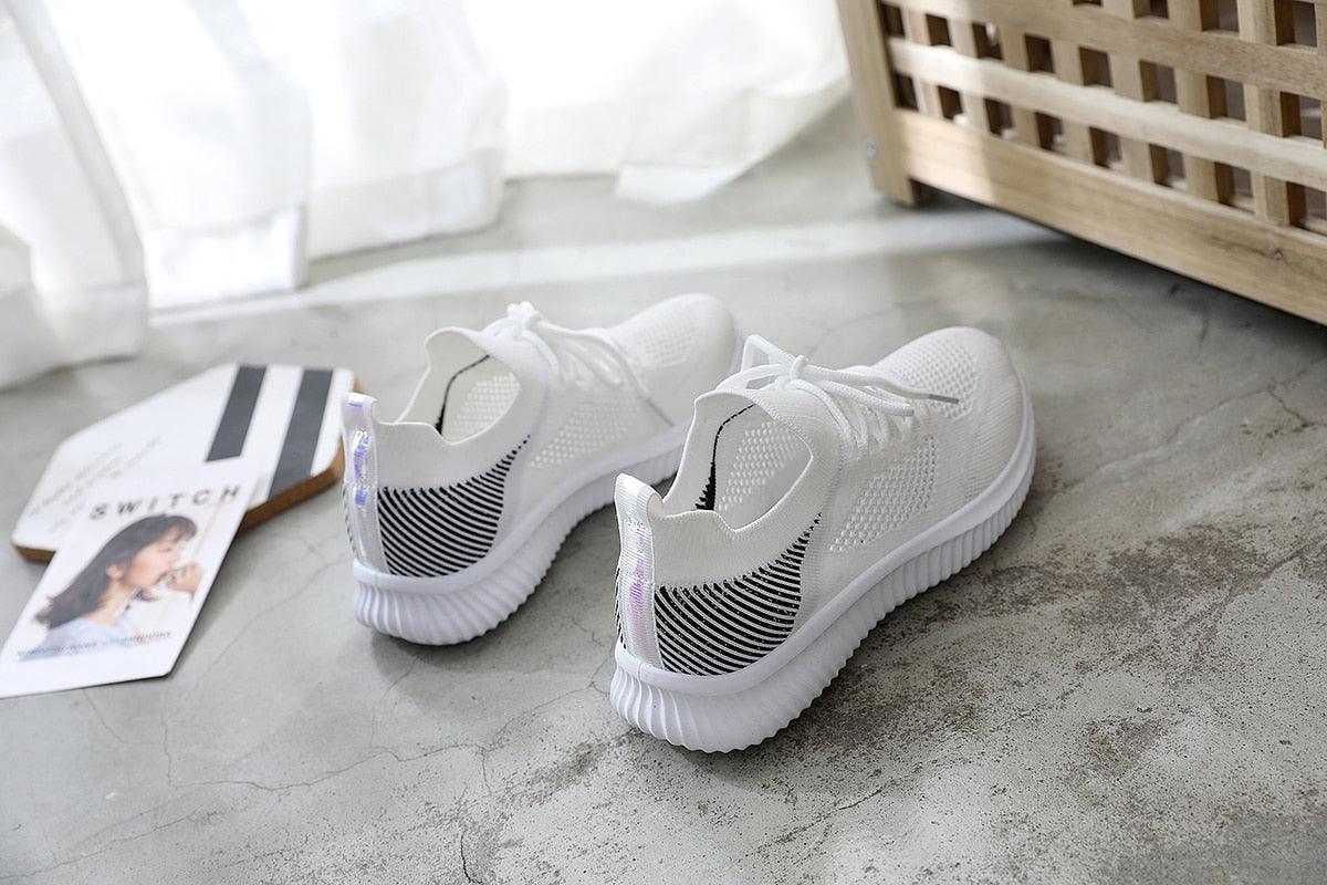 Women's Slip-On Mesh Walking Sneakers - Lightweight Casual Flat