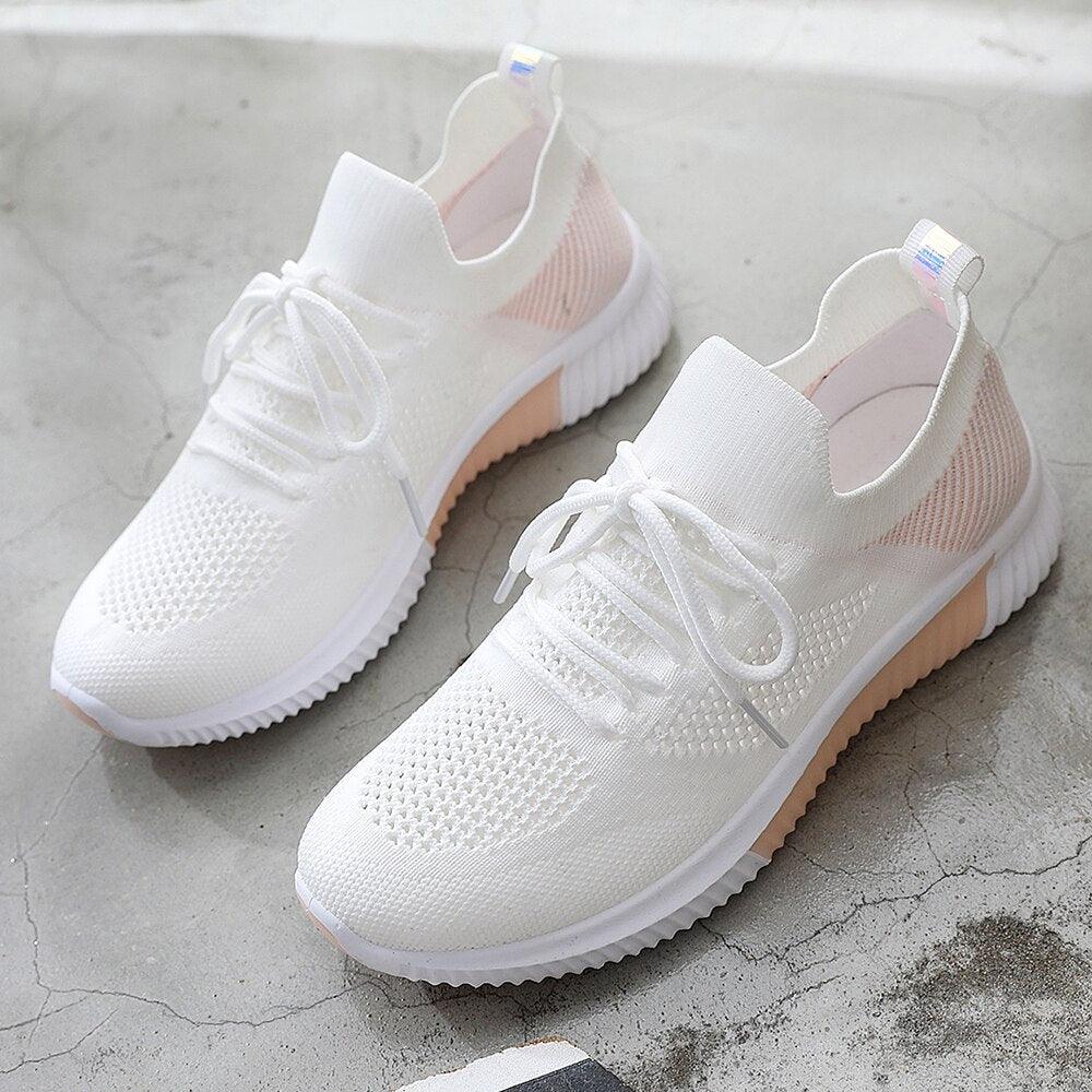 Women's Slip-On Mesh Walking Sneakers - Lightweight Casual Flat