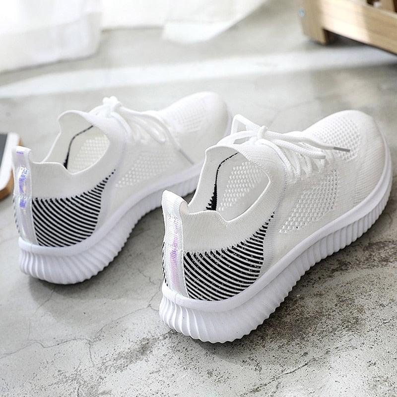 Women's Slip-On Mesh Walking Sneakers - Lightweight Casual Flat