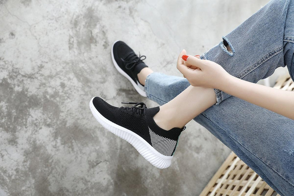 Women's Slip-On Mesh Walking Sneakers - Lightweight Casual Flat