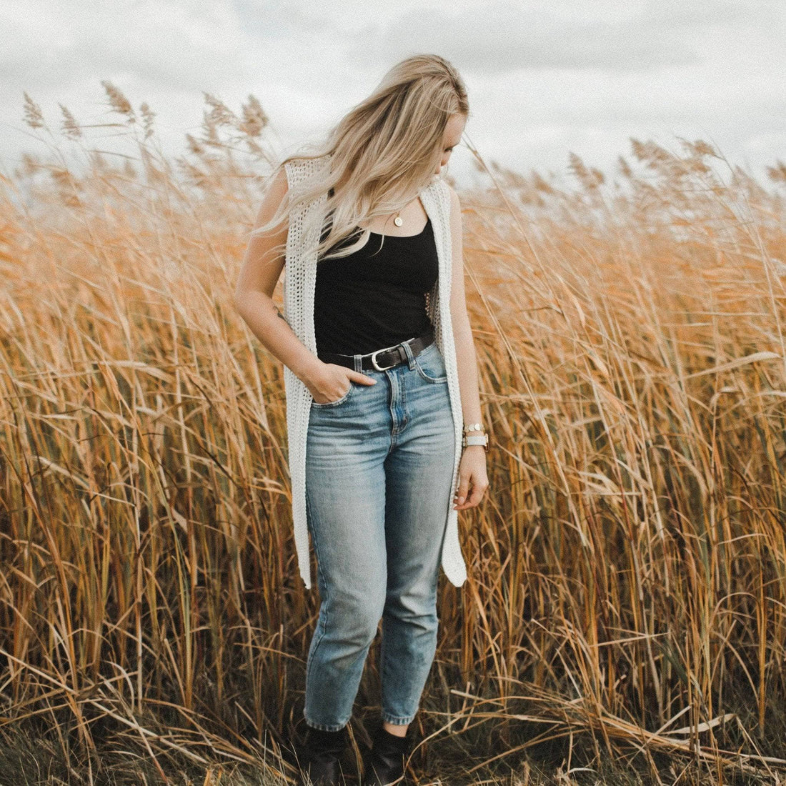 Sunbeam Crochet Vest - Lightweight Off-White Boho Knit Top
