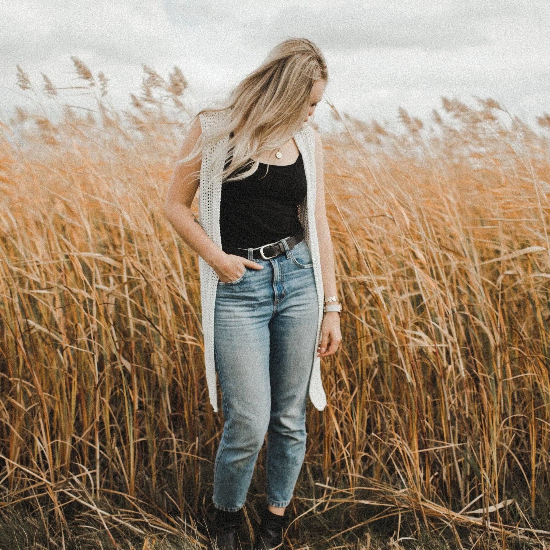 Sunbeam Crochet Vest - Lightweight Off-White Boho Knit Top
