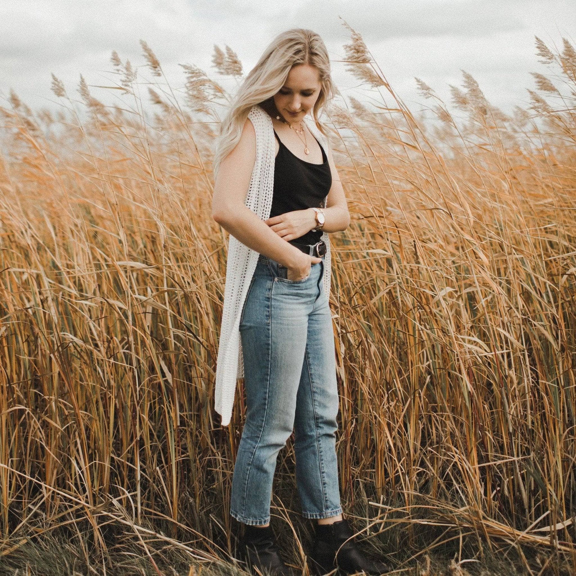 Sunbeam Crochet Vest - Lightweight Off-White Boho Knit Top