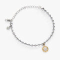 Elegant sunflower charm on a ball chain bracelet with a crystal center