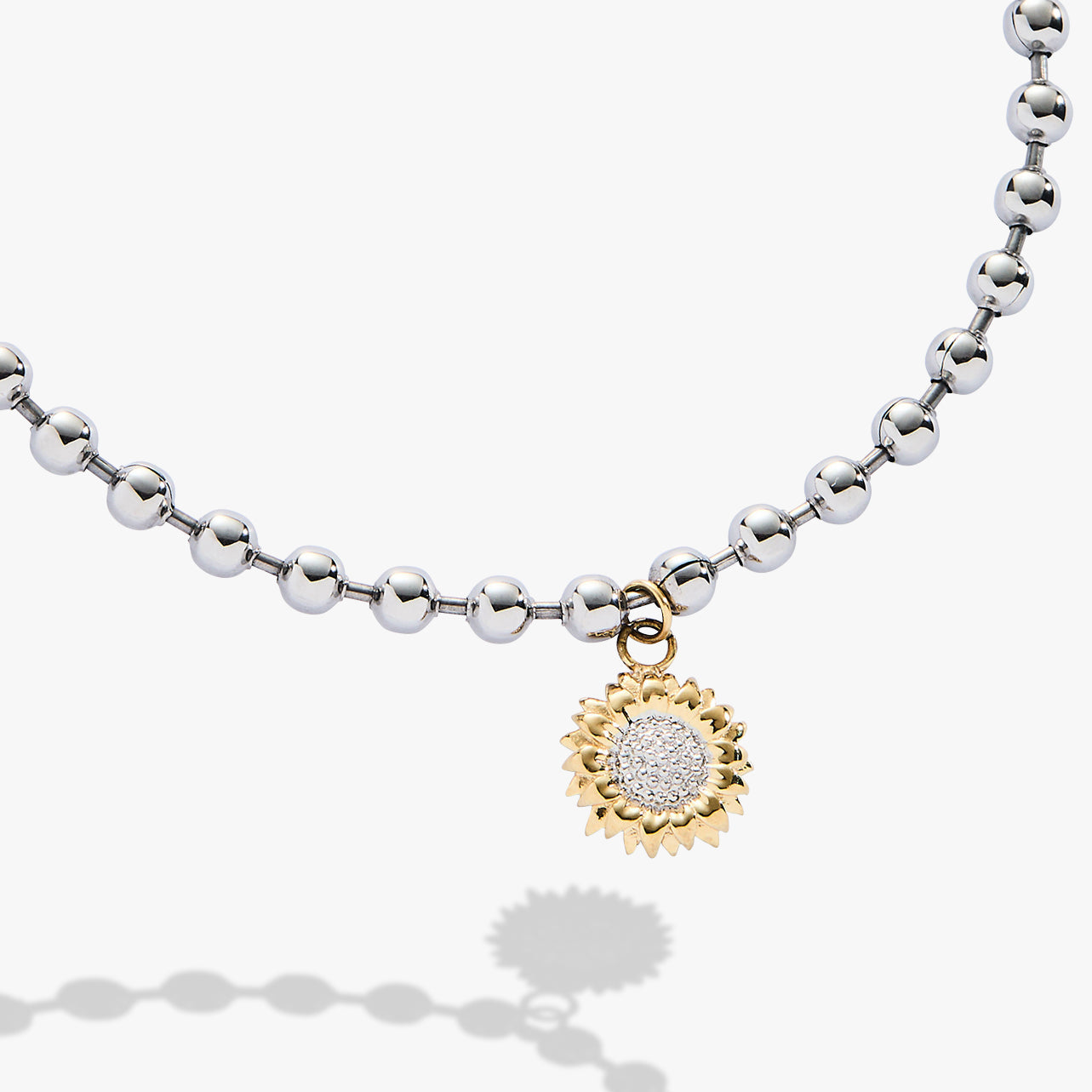 Sunflower Ball Chain Bracelet with Crystal Charm