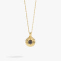 Golden sunflower pendant necklace with hidden Choose Happiness mantra engraving