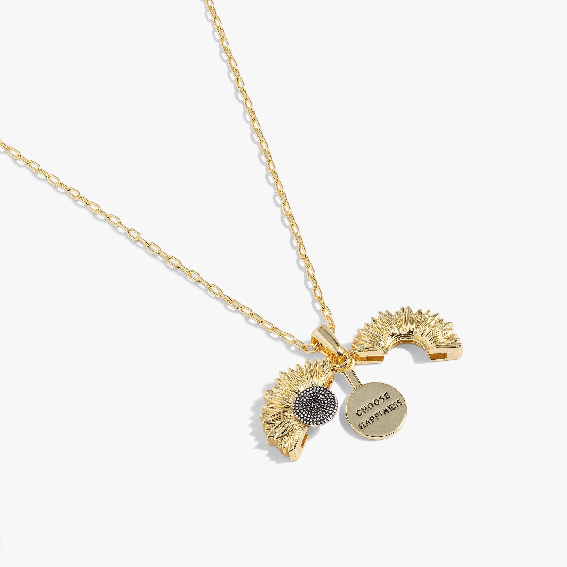 Sunflower Choose Happiness Mantra Pendant Necklace