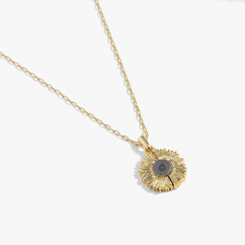 Sunflower Choose Happiness Mantra Pendant Necklace