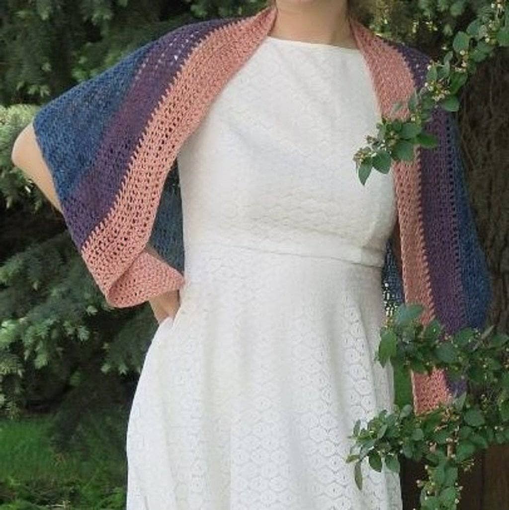 Beautiful ombre crochet shawl inspired by Maine coastline colors