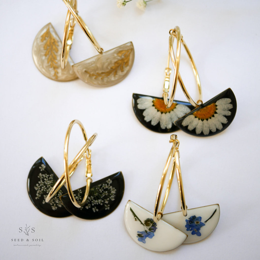 Gold Plated Fern Hoops - Nature-Inspired Botanical Earrings