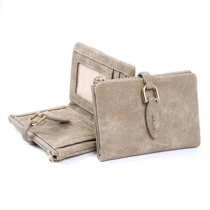 Vintage Style Matte PU Leather Small Wallet for Women and Girls