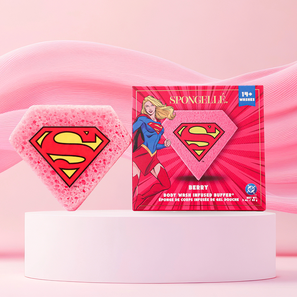 Supergirl Berry Scented Body Wash Infused Buffer Sponge - Image 2