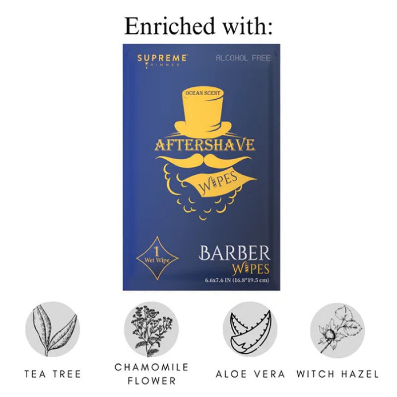 Supreme Aftershave Wipes - 50ct Individual Travel-Friendly Wipes