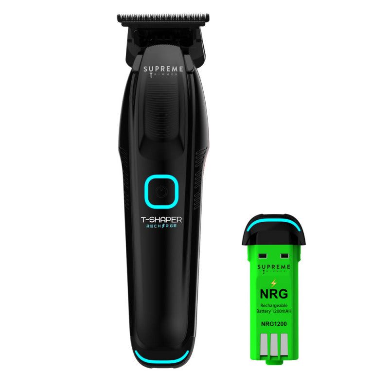 Black Supreme Recharge Trimmer with cordless charging capabilities
