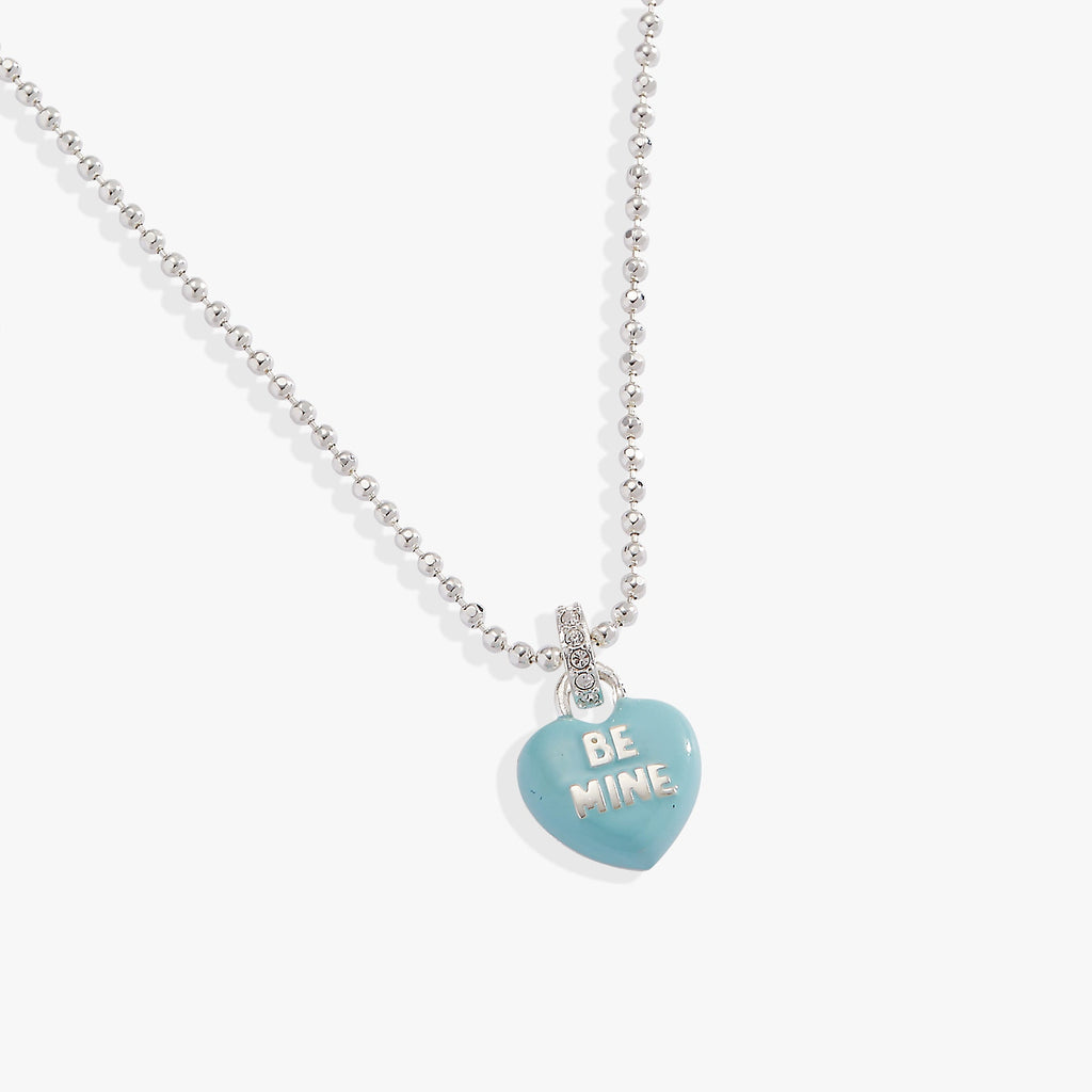 Sweethearts Be Mine Blue and Silver-Tone Charm Pendant Necklace