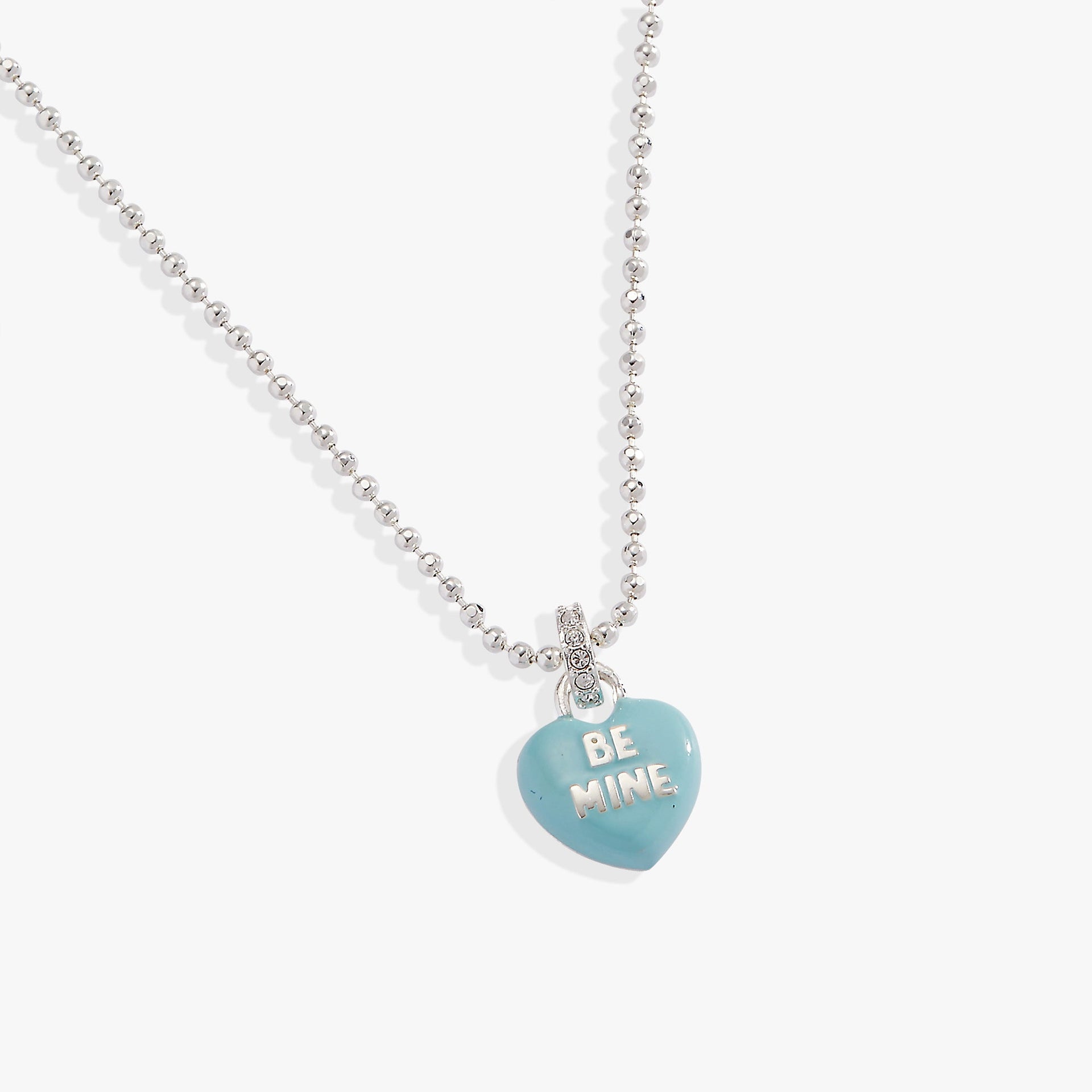 Sweethearts Be Mine Blue and Silver-Tone Charm Pendant Necklace
